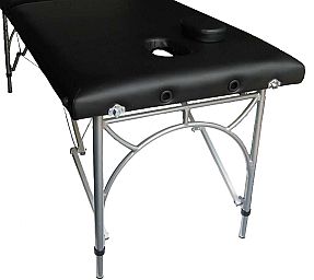 Arched end brace on aluminium massage table
